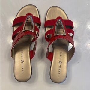 Karen Scott Red and Gold Strappy Sandals